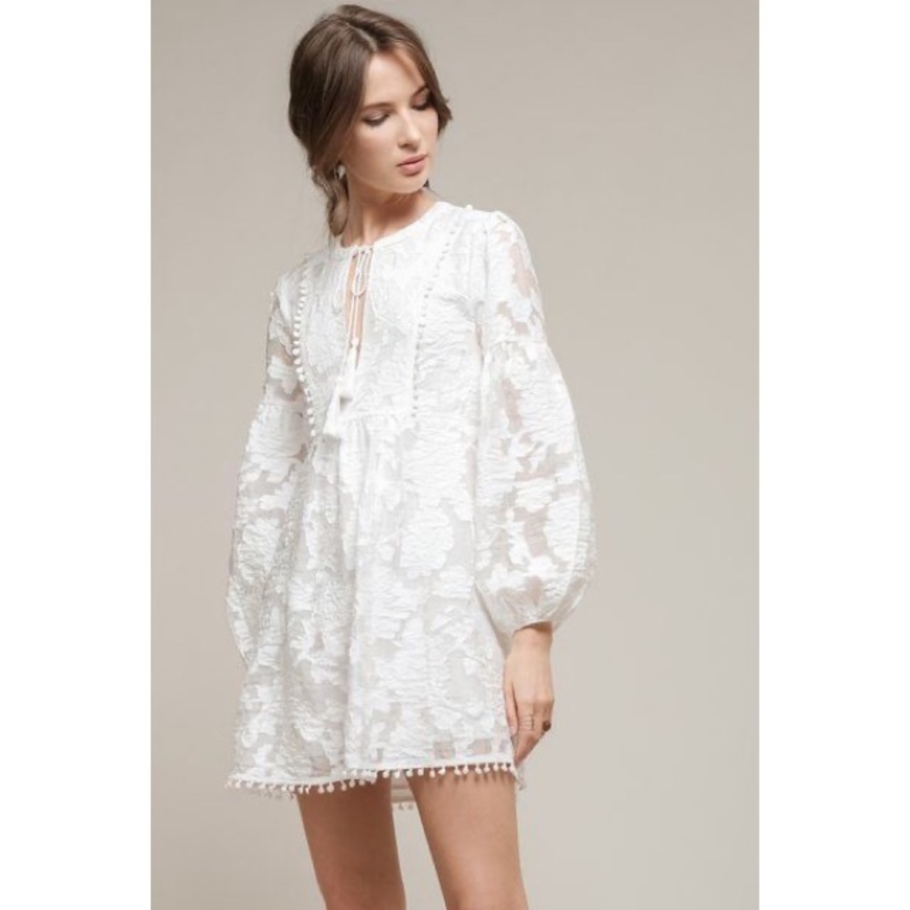 Moon River Balloon Sleeve Dress White Size XS